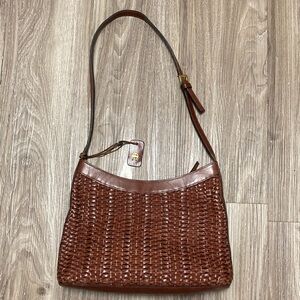 ETIENNE AIGNER DESIGNER Handbag Quality Leather Woven Brown Red Shoulder Bag